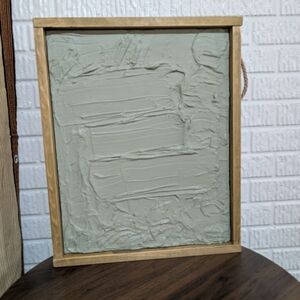 Textured Neutral Wall Art in Light Sage with Wood Frame